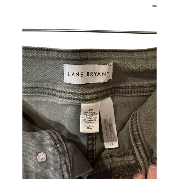 Lane Bryant Womens Plus Size 24 Olive Green Skinny Stretch Jeans W/ Button Fly C - Picture 6 of 6